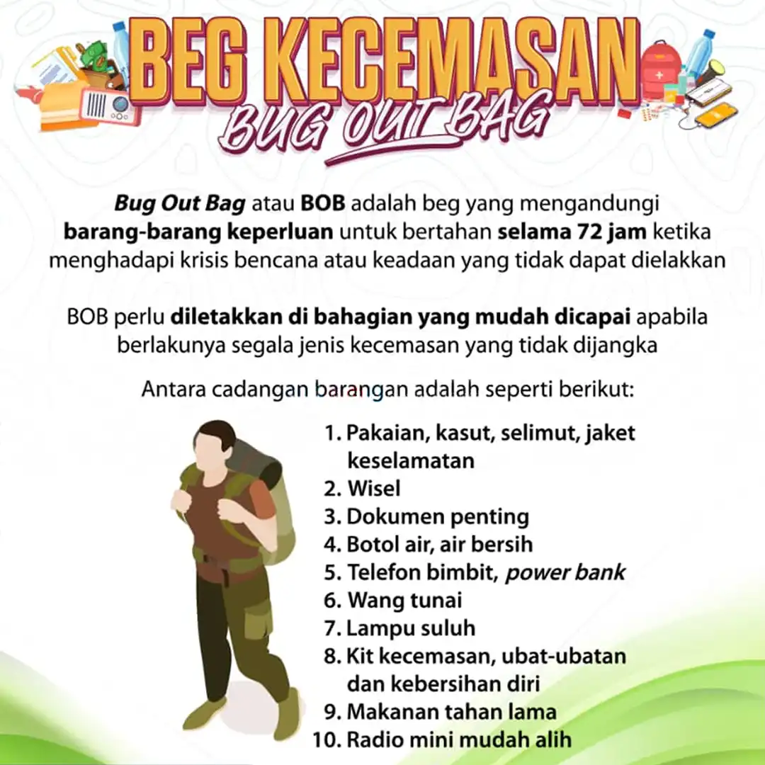 20241108 senarai bug out bag beg kecemasan bencana